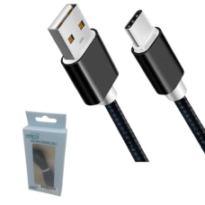 Cable USB Acordonado TIPO-C 1MT 2.4A NEGRO